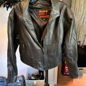 Hot Leathers brand Black Leather Motorcycle Jacket Men’s XL-LIKE NEW